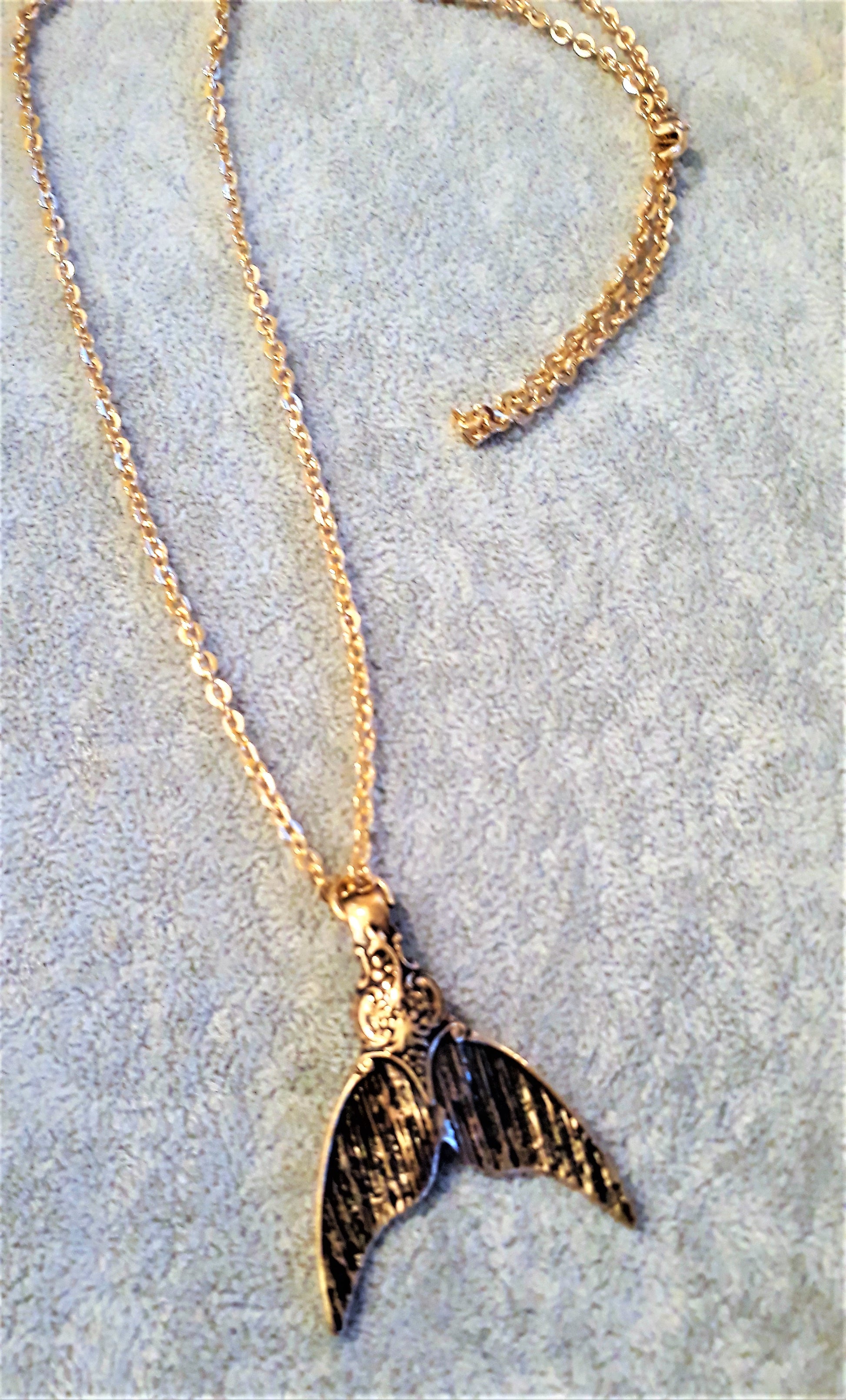 Antiqued Gold tone Mermaid Pendant Necklace - Palo Verde Jewels