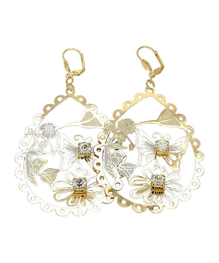 18k Gold-Plated Butterfly Openwork Drop Earrings - Palo Verde Jewels