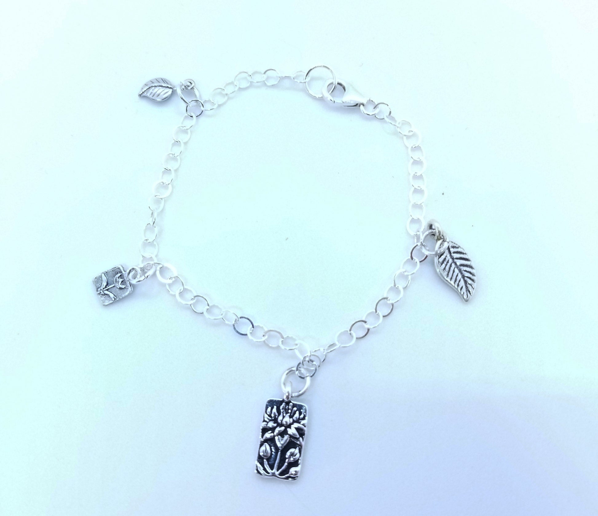 Sterling Silver Lotus & Tulip Charm Bracelet - Palo Verde Jewels