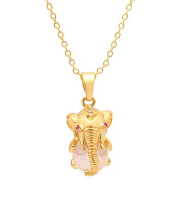 18k Gold-Plated & Opal Elephant Pendant Necklace - Palo Verde Jewels