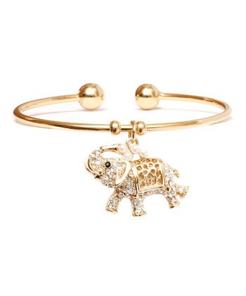 Shell & Gold-Plated Elephant Cuff With Swarovski® Crystals - Palo Verde Jewels