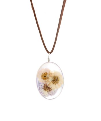 Purple, Pink & White Pressed Flower Pendant Necklace - Palo Verde Jewels