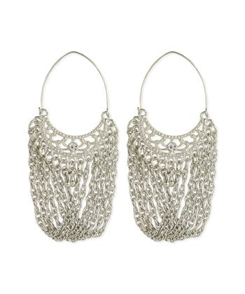 Crystal & Silvertone Chain Hoop Earrings - Palo Verde Jewels