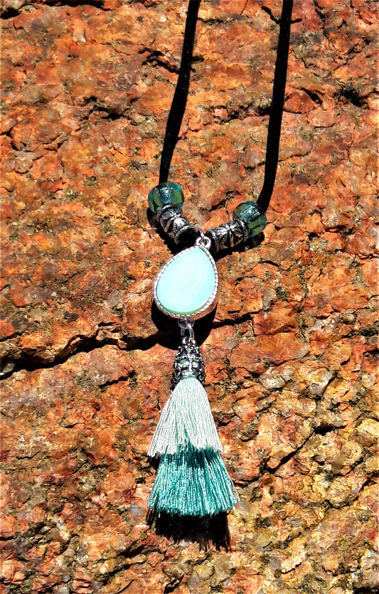 Turquoise Tassel Pendant Necklace - Palo Verde Jewels