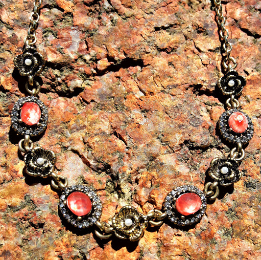 Crystal and Rose Necklace - Palo Verde Jewels