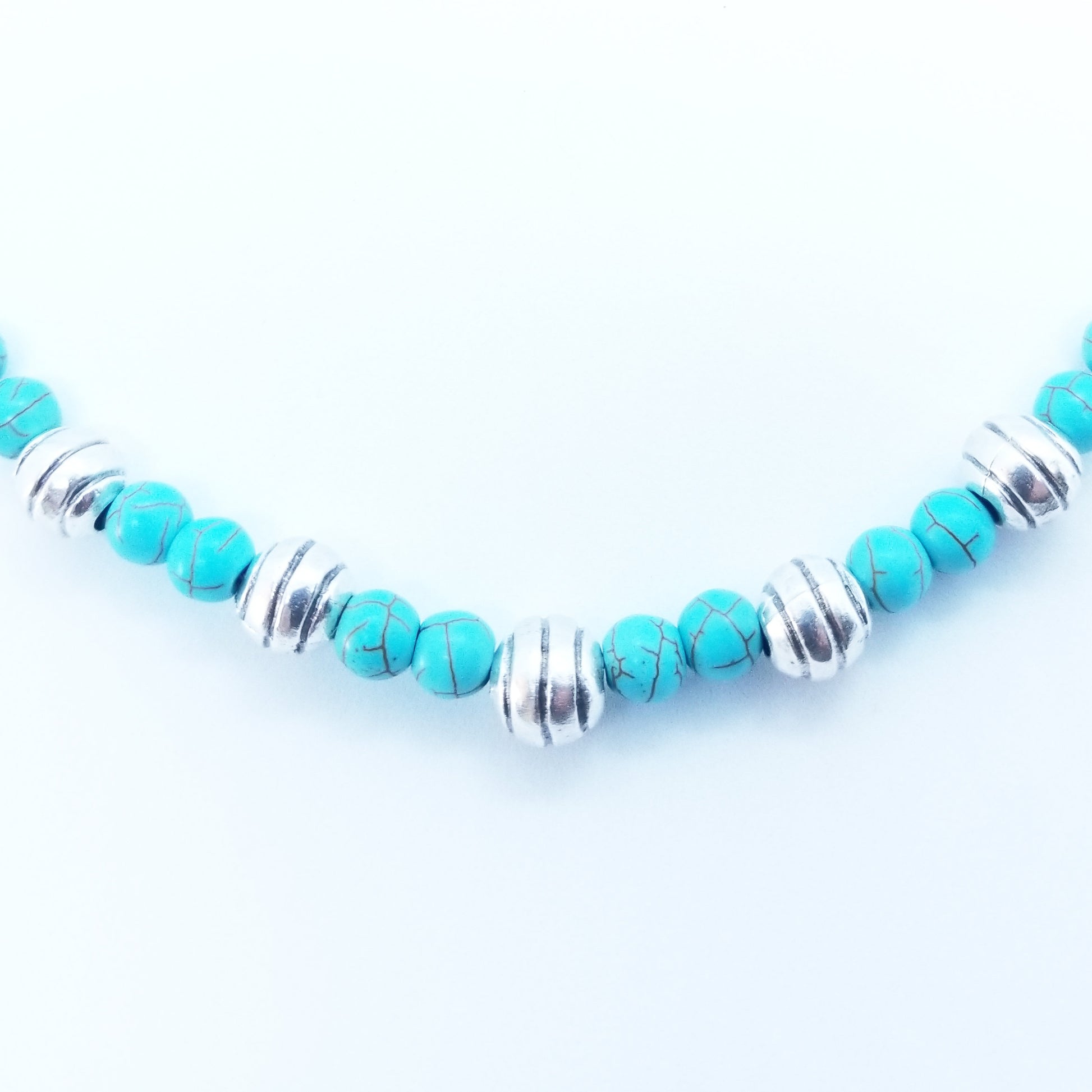 Magnesite Choker with Antique Silver Accents Beads - Palo Verde Jewels